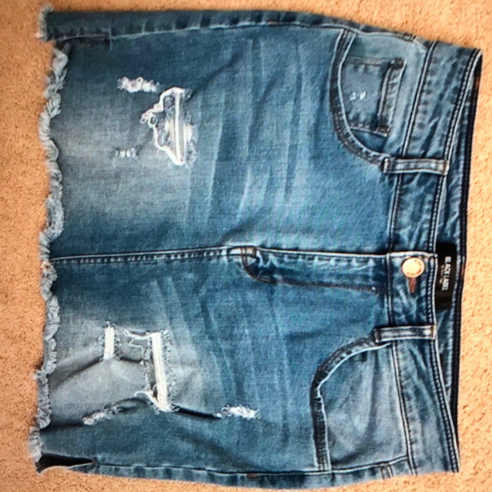 Black Label Cest Toi distressed denim skirt